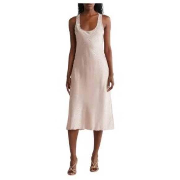 NWT Bebe Animal Print Mauve Pink Slip Dress Sleeveless Silky Feel in Size Large - Picture 1 of 7